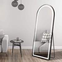 Miroir de salle de bain LED à écran tactile intelligent CF, 3 couleurs, miroir de salon de coiffure pleine longueur, cadre, miroir sur pied, miroir de toilette pour le corps entier