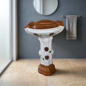 Lavabo sur pied design moderne fixé au mur avec lavabo sur pied arrière Lavabo sur pied - Product Image 5