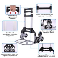 Chariot de transport pliable en aluminium à six roues, léger et portable, pour courses, avec poignée réglable, vente en gros