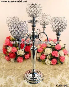 热腾腾的高大烛台，用于婚礼水晶烛台婚礼中心件批发桌中心件 (罐-001)
