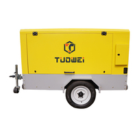 Compresseur d'air à vis diesel portable PLC, refroidi par air, lubrifié, 282 CFM, 8 bars, à prix abordable, pour marteau-piqueur