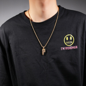 Colgante Personalizado con Zirconias, Colgante Circular con Forma de Esqueleto, Collar con Colgante de Bronce con Diamantes de Zirconia - Product Image 5