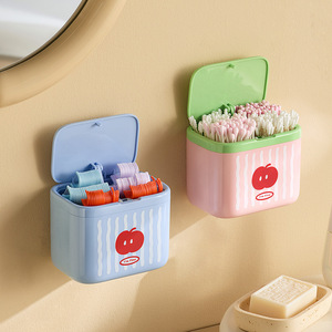 Cotton Swab Storage Box Rectangle Covered Standing Type For Bathroom Hair Ties Dental Floss Jewelry Organizer Sky Blue - Product Image 2