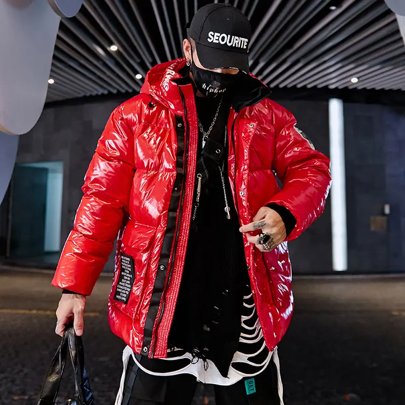 long shiny down coat