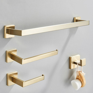 Ensemble d'accessoires de salle de bain Saint Ruijia en or brossé, acier inoxydable 304, porte-serviettes mural, 16, 20, 24 pouces, kit trois pièces - Product Image 1