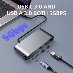 8 trong 1 4K <span class=keywords><strong>HDMI</strong></span> Docking Station bao gồm PD 100W <span class=keywords><strong>RJ45</strong></span> 1000M USB một 3.0 Loại C <span class=keywords><strong>Splitter</strong></span> Adapter Ethernet PD 30 cổng để USB Hub - Product Image 5