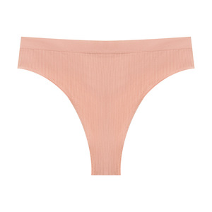 Culottes string côtelées sans couture pour femmes, couleur unie, taille basse, grandes tailles, lingerie sexy pour femmes, respirantes, string de yoga, OEM ODM - Product Image 1
