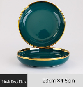 Wholesale Scandinavian Deluxe Luxury Green Porcelain Dinnerware <b>Set</b> Disposable <b>Serving</b> Bowls and Plates for Parties - Product Image 6