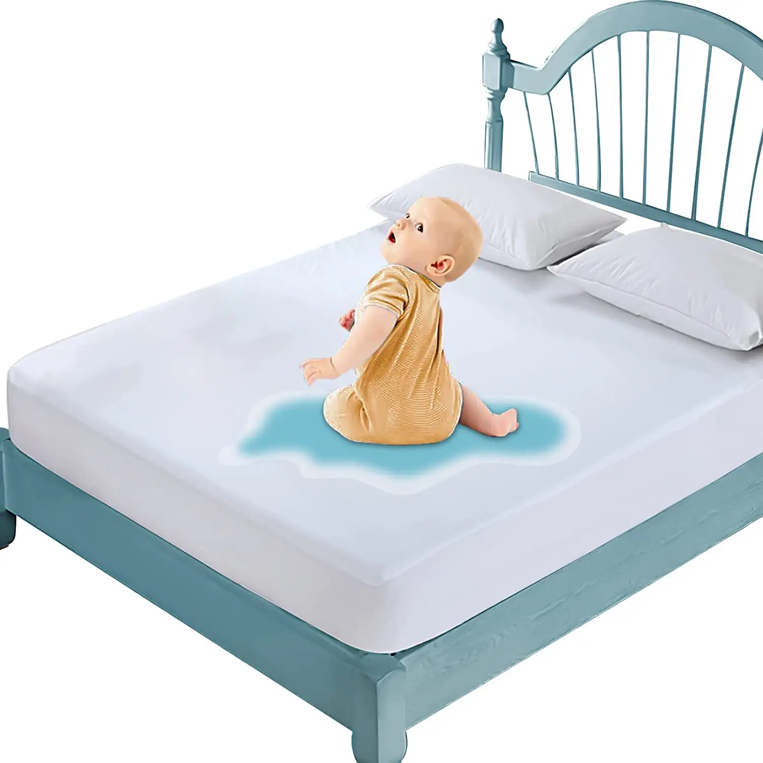 Kingworth, оптовая продажа, ТПУ, новый стиль, детская кроватка, королева, матрас, покрывало для кровати, водонепроницаемый протектор матраса