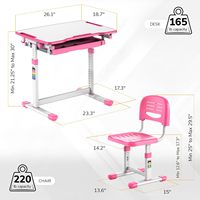 Ensemble bureau et chaise pour enfants, table d'étude réglable en hauteur, bureau ergonomique avec tiroir de rangement pour garçons et filles, dessin et art