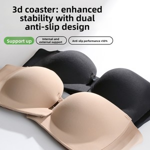 <span class=keywords><strong>Sujetador</strong></span> <span class=keywords><strong>invisible</strong></span> sin tirantes y sin aros para mujer, con efecto push-up, antideslizante, con espalda en V profunda, realce para <span class=keywords><strong>pecho</strong></span> pequeño y fruncido para realzar el busto. - Product Image 2