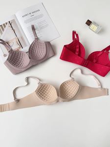 Sujetador <span class=keywords><strong>push</strong></span>-<span class=keywords><strong>up</strong></span> inalámbrico para mujer con copas jacquard, distintivo de marca, letras discretas, tirantes con diamantes y múltiples ganchos, para uso diario - Product Image 5