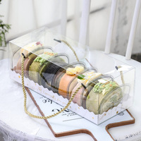 Boîte à Dessert rectangulaire transparente, avec poignée et corde, 1 pièce, boîte-cadeau en plastique pour gâteau, vente en gros
