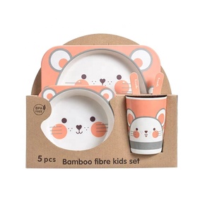 In Stock 5pcs Cartoon Pattern Children Bamboo Fiber Dinnerware <strong>Plate</strong> Bowl Cup <strong>square</strong> Baby Kids Dinner <strong>Set</strong> - Product Image 6