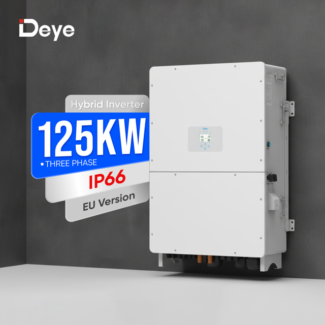 Deye 100kW 125kW 3 Phase Hybrid Solar Inverter for Large Scale Industrial PV Projects Reliable Power