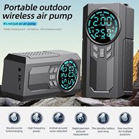 Pompe à air portable sans fil et filaire pour pneus de voiture Pompe à vélo à arrêt automatique 110 PSI avec gonfleur de pneu à lumière LED Compresseur d'air portable