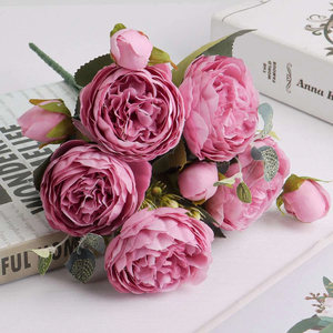 9 Cabezas de Flores Artificiales de Peonía de Seda, Elegante Ramo para Boda, Decoración de Mesa para Hogar, Fiesta, Jardín, Exterior - Product Image 6