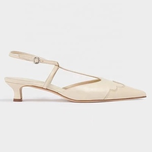 รองเท้าส้นเตี้ยแบบสวมสำหรับผู้หญิง ตกแต่งด้วยผ้าแบบแพทช์เวิร์ค สายรัดข้อเท้า หัวแหลม เหมาะสำหรับใส่ทำงานในออฟฟิศ ฤดูร้อน มีสายรัดข้อเท้า - Product Image 6