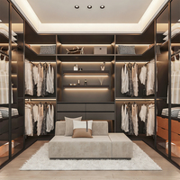 Armoires en bois en forme de U de style moderne, ensemble complet, armoire de rangement modulaire pour chambre à coucher, prix d'usine Chine Foshan, dressing sur mesure