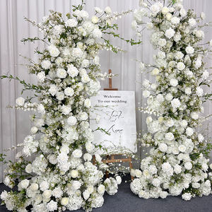 ترتيب زهور اصطناعية جديد من الورد الأبيض وأوراق خضراء، قوس زهور اصطناعي للزوايا لتزيين حفلات الزفاف والمناسبات - Product Image 2