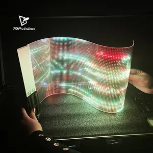 TOPvisionフィルムクリスタル接着剤LEDフルカラーウィンドウ透明ガラスLEDスクリーンディスプレイガラスフレキシブルLEDフィルム