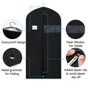 Funda para Ropa de 60 Pulgadas, Transpirable, Protectora contra el Polvo, con Ventana Transparente y Cremallera, para Trajes, Vestidos, Abrigos, Organizador de Armario de Viaje, Negra - Product Image 3