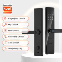 Serrure de porte intelligente biométrique numérique Wifi Tuya, serrure de porte intelligente pour chambre à coucher, poignée de porte en bois intelligente