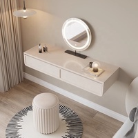 Table de maquillage moderne haut de gamme en bois massif avec rangements et éclairage intégré pour appartement de petite taille et chambre d'hôtel