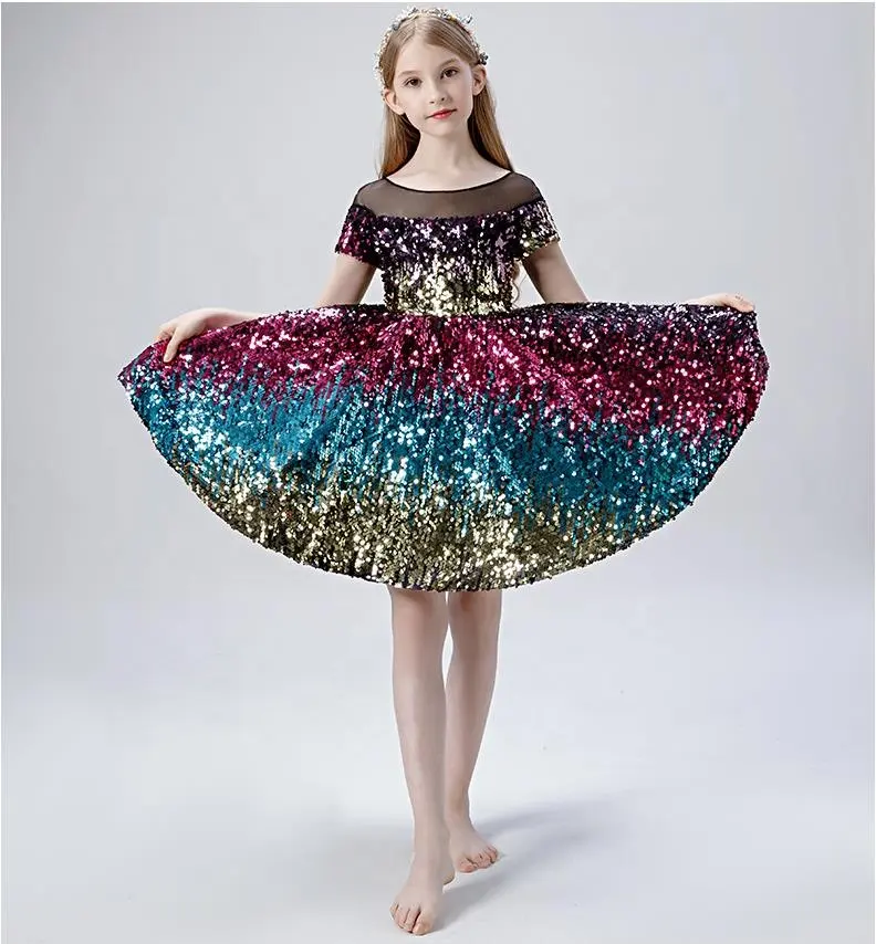 Reversible Sequin Ballet Performance Girls Dress Girls Party Dress Princess Dress For 3-12 Years Made In China