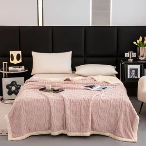 Couverture en molleton d'agneau double couche à usage domestique en taffel couleur unie avec sieste Falai imprimé couvre-lit épaissi diffusion en direct - Product Image 1