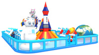 Château gonflable personnalisable Wolong Factory en PVC sur le thème de l'espace, avec toboggan et mur d'escalade pour enfants, pour usage extérieur en centre commercial