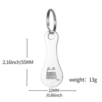 Gantungan Kunci Koin Troli Belanja Bahan Stainless Steel 55*23mm, Token Troli Belanja, Gantungan Kunci Alloy, Tempat Koin, Gantungan Kunci Token Belanja