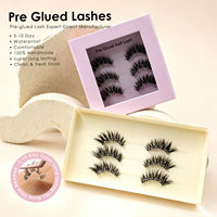 Demi-bande de cils pré-encollés effet œil de poupée, bande transparente légère, cils prêts à poser, marque privée, vente en gros Europe, Royaume-Uni, France