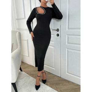 white christmas dresses Stretchy Washed Ribbed Knit Long Sleeve Turtleneck Bodycon Dress Darker  Wavs