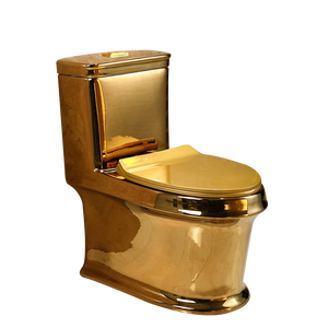 Inodoro de Cerámica de Una Pieza de Diseño de Lujo, Moderno, de Alta Calidad, con Ahorro de Agua, Doble Descarga, Color Dorado, con Sifón en Forma de P/S - Product Image 1