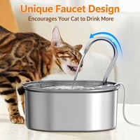 Fontaine à eau pour animaux de compagnie en acier inoxydable 3L Distributeur automatique d'eau pour chats et chiens