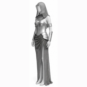 Costume da Cavaliere Medievale per <span class=keywords><strong>Donna</strong></span>, Armatura da Crociata Argentata, Set per Festa in Maschera Rinascimentale di <span class=keywords><strong>Halloween</strong></span> - Product Image 6