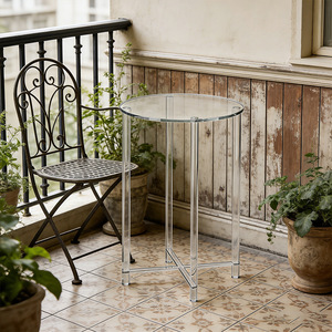 Transparent Acrylic Modern Minimalist Coffee <strong>Table</strong> for <strong>Small</strong> Spaces-Multi-Use Decorative Side/<strong>Drink</strong> <strong>Table</strong> - Product Image 3