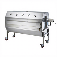 Barbecue à gaz extérieur à double combustible en acier inoxydable avec capot pour rôtissoire à agneau et cochon