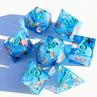 MINI PLANET Lotus Secret Realm Dice Set, jeu de dés polyédriques en résine faits à la main avec des bords tranchants pour les jeux de rôle sur plateau (TRPG) Dungeons & Dragons
