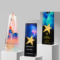 Impression couleur personnalisée sublimation trophée en verre de cristal récompense coupe de cristal souvenirs récompenses plaques de récompense en cristal personnalisées