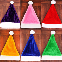 Vente en gros de chapeaux de Noël en flanelle de luxe de haute qualité, chapeaux de Père Noël en peluche colorés de luxe pour adultes, vente chaude pour l'hiver