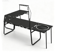 Table de cuisine de camping modulaire et pliable, poste de travail portable pour la cuisson en extérieur, avec trou pour barbecue, pour pique-nique et jardin