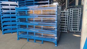 Kho vận chuyển dây thép lưới có thể xếp chồng lên nhau có thể gập lại lồng lưu trữ kim loại Giỏ dây container hộp Pallet - Product Image 5