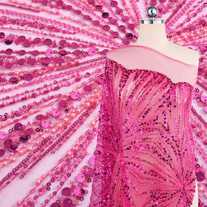 Tissu en dentelle à sequins perlés de nouvelle conception 2026 avec fond en filet pour <span class=keywords><strong>robe</strong></span> de soirée et <span class=keywords><strong>robe</strong></span> de mariée - Product Image 1