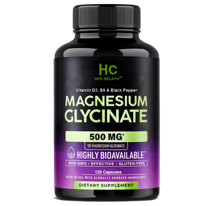 Cápsulas de glicinato de magnesio con vitamina D3 B6 Absorción mejorada con pimienta negra 120 cápsulas Stress Sleep Support - Product Image 1