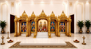 Grand Haveli Style Teak Wood Traditional Hand Carved Swaminarayan <b>Mandir</b> Convention Centre Customizable Size - Product Image 3