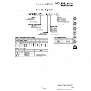 Vanne de commande de VXA2120G-02-1-B pneumatique SMC Pneumatics - Product Image 1