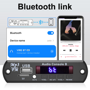 Vire Dc 12V Bluetooth 5.3 MP3 Player Decoder Board <strong>FM</strong> Radio TF USB 30W Amplifier Module Audio Receiver Car Kit
