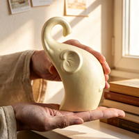 Ensemble de 3 figurines d'éléphants en céramique abstraites modernes, statue de famille d'éléphants minimaliste pour la décoration de la maison, de la bibliothèque ou de la table, cadeau de déménagement